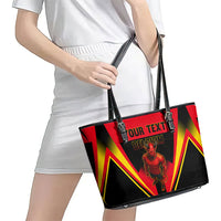 Personalized Belgium Soccer Leather Tote Bag Belgian Football Pride Red Devils Mascot