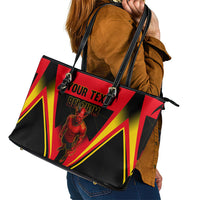 Personalized Belgium Soccer Leather Tote Bag Belgian Football Pride Red Devils Mascot