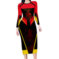 Personalized Belgium Soccer Long Sleeve Bodycon Dress Belgian Football Pride Red Devils Mascot