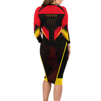 Personalized Belgium Soccer Long Sleeve Bodycon Dress Belgian Football Pride Red Devils Mascot