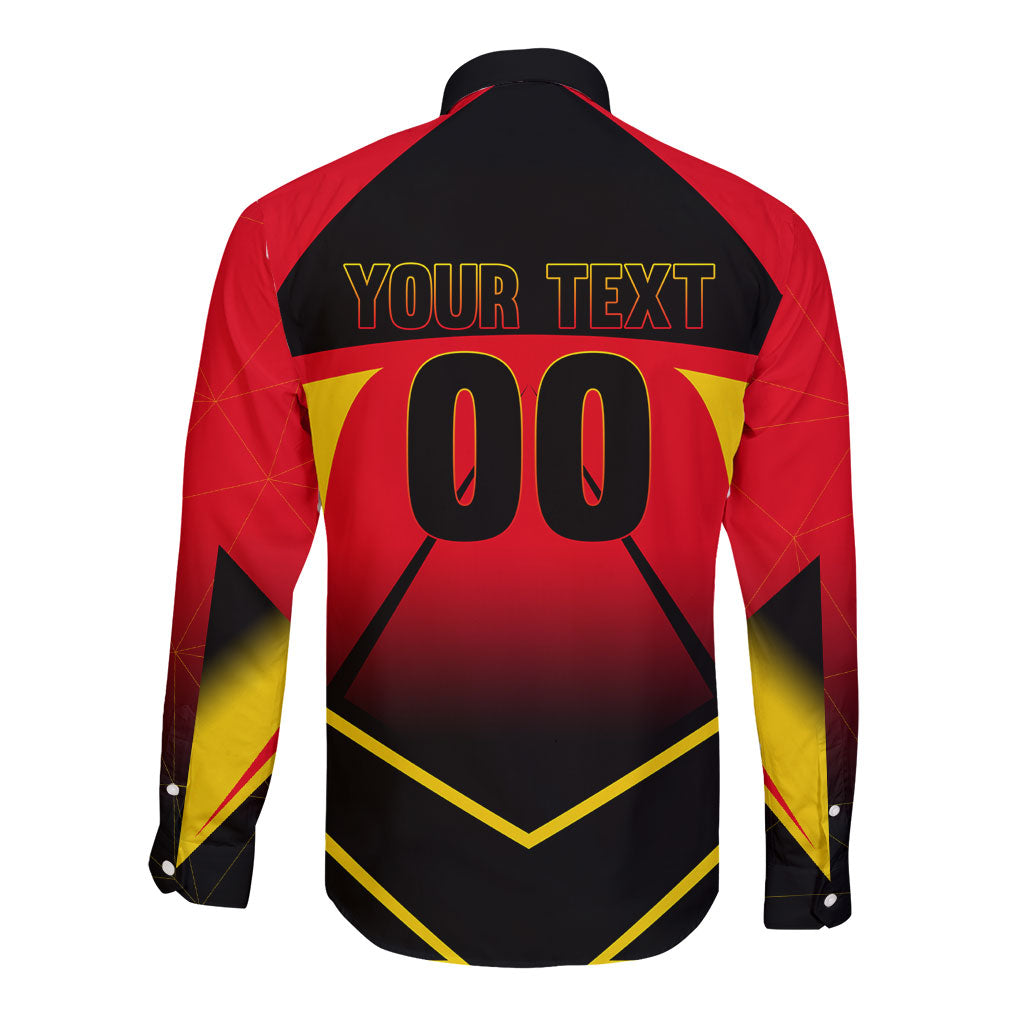 Personalized Belgium Soccer Long Sleeve Button Shirt Belgian Football Pride Red Devils Mascot