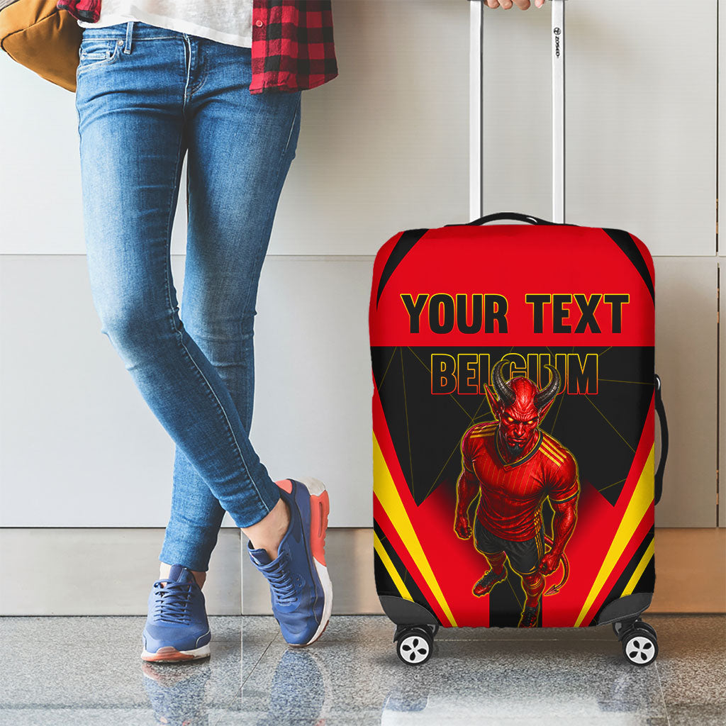 Personalized Belgium Soccer Luggage Cover Belgian Football Pride Red Devils Mascot