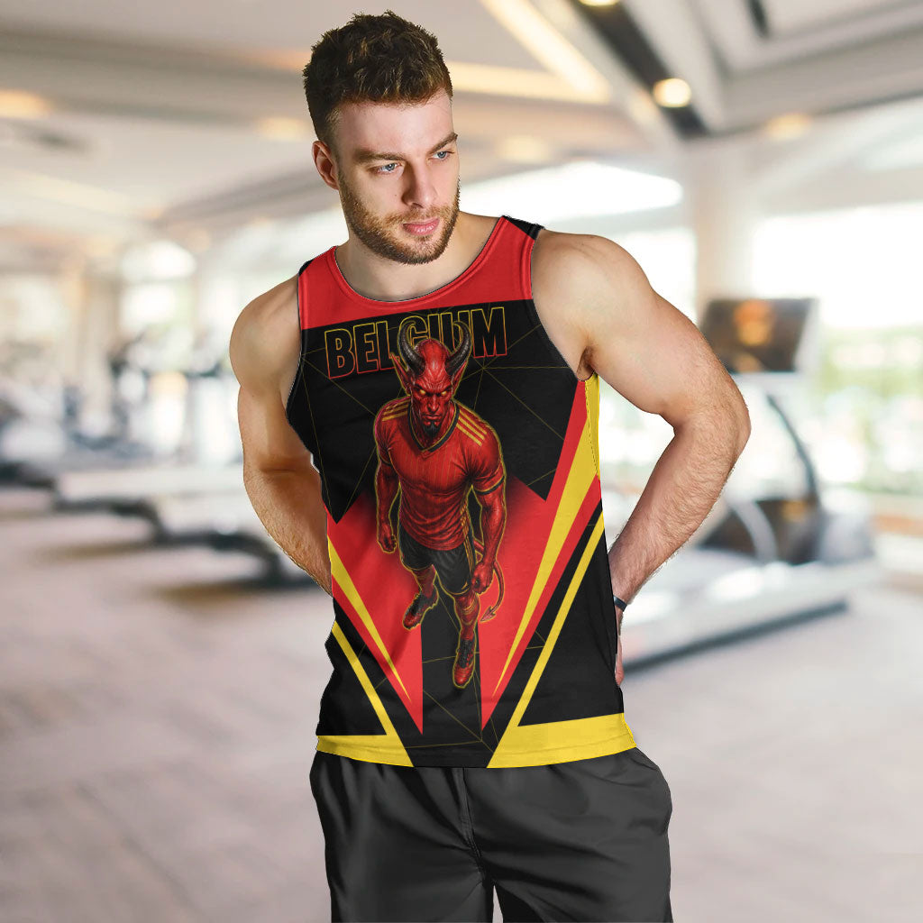 Personalized Belgium Soccer Men Tank Top Belgian Football Pride Red Devils Mascot
