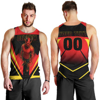 Personalized Belgium Soccer Men Tank Top Belgian Football Pride Red Devils Mascot