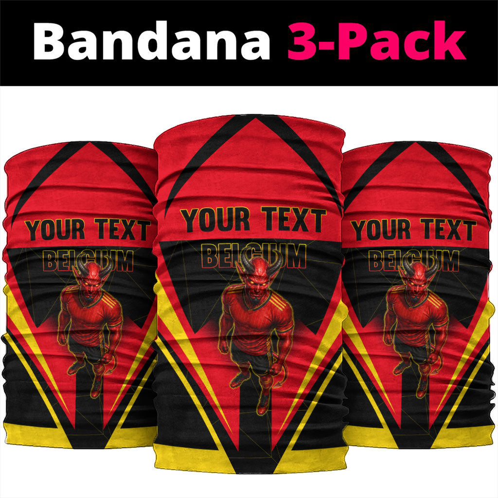 Personalized Belgium Soccer Neck Gaiter Belgian Football Pride Red Devils Mascot