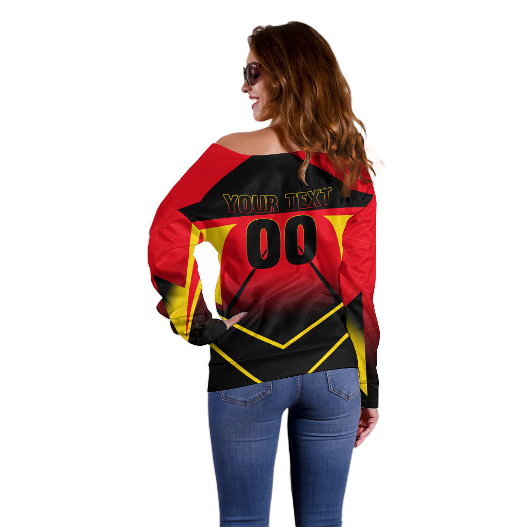Personalized Belgium Soccer Off Shoulder Sweater Belgian Football Pride Red Devils Mascot