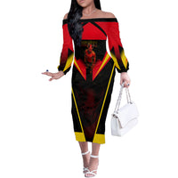 Personalized Belgium Soccer Off The Shoulder Long Sleeve Dress Belgian Football Pride Red Devils Mascot