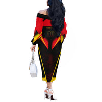 Personalized Belgium Soccer Off The Shoulder Long Sleeve Dress Belgian Football Pride Red Devils Mascot