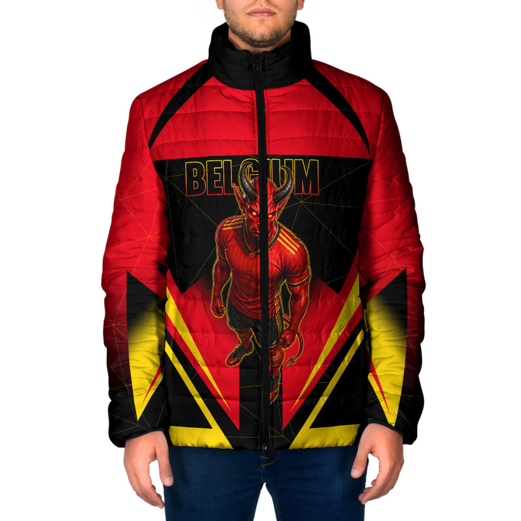 Personalized Belgium Soccer Padded Jacket Belgian Football Pride Red Devils Mascot