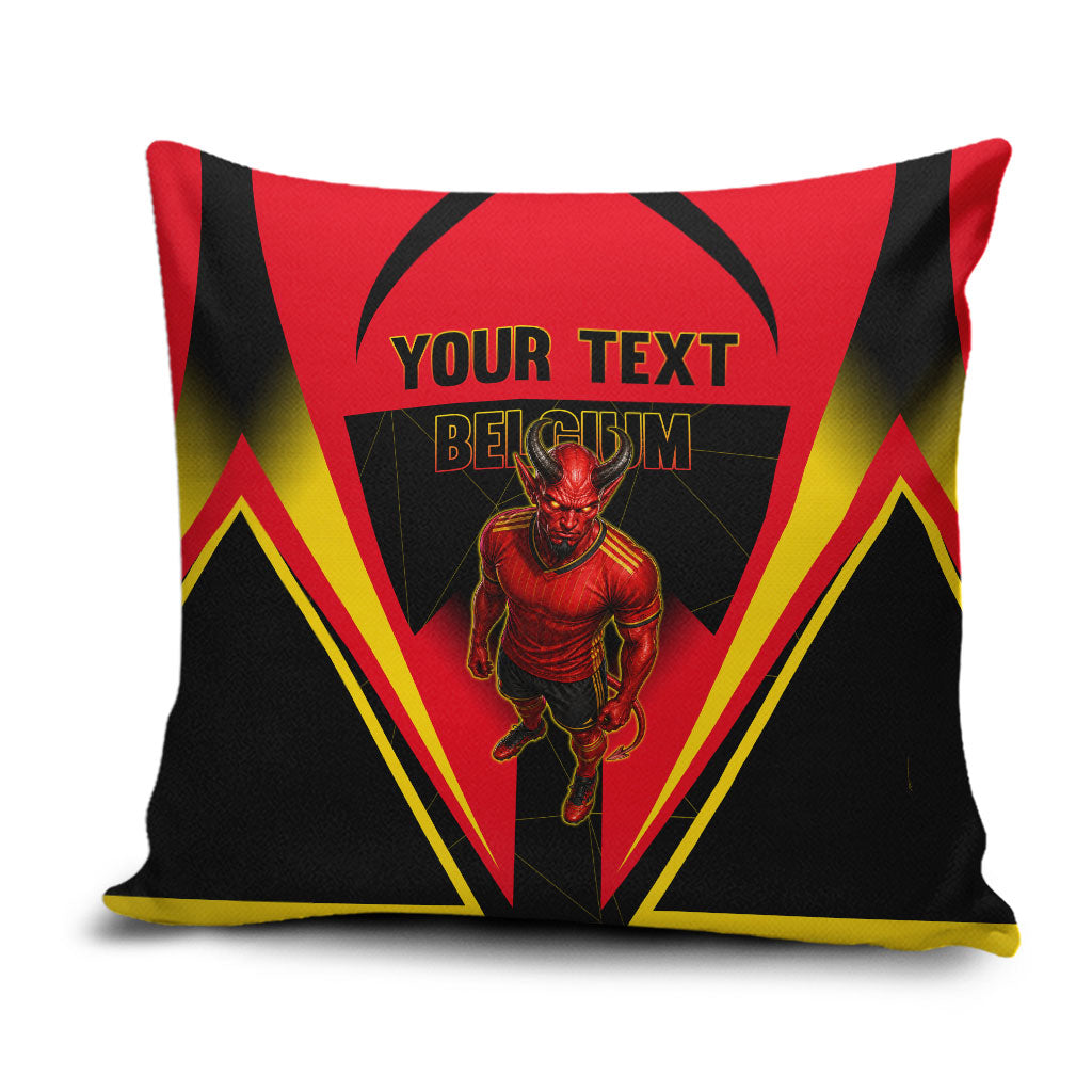 Personalized Belgium Soccer Pillow Cover Belgian Football Pride Red Devils Mascot
