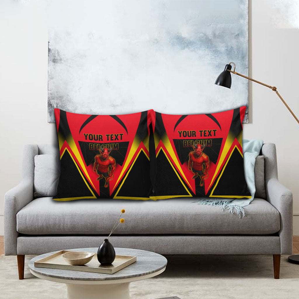 Personalized Belgium Soccer Pillow Cover Belgian Football Pride Red Devils Mascot
