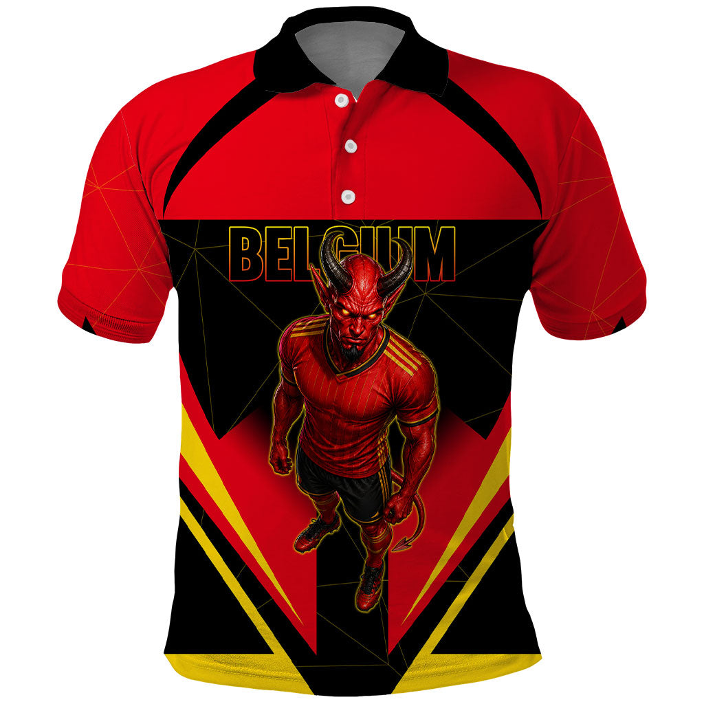 Personalized Belgium Soccer Polo Shirt Belgian Football Pride Red Devils Mascot