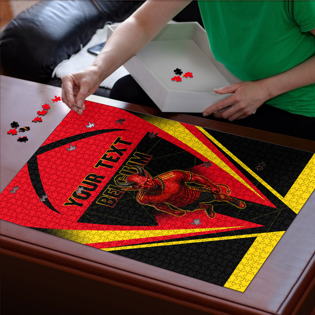 Personalized Belgium Soccer Puzzle Belgian Football Pride Red Devils Mascot