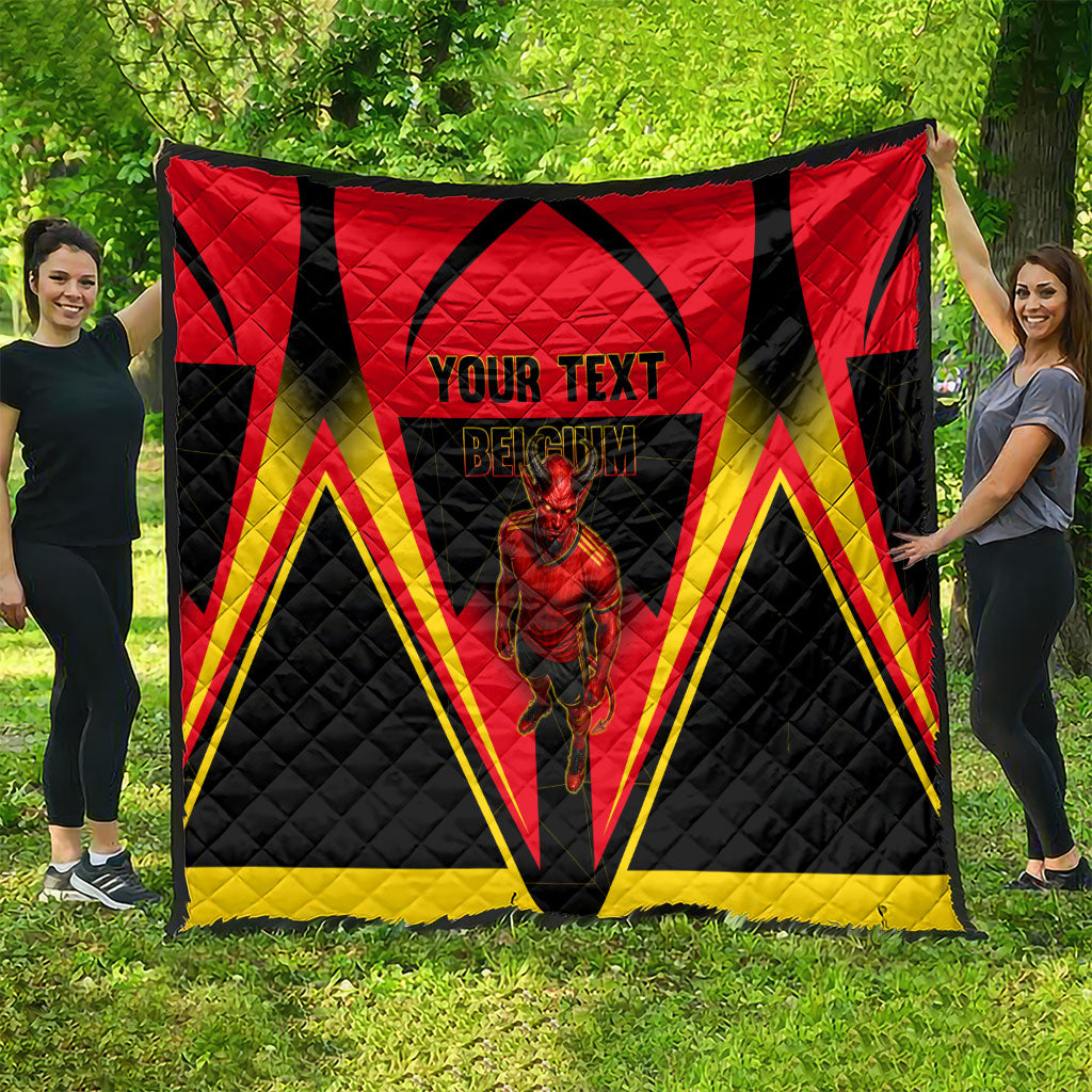 Personalized Belgium Soccer Quilt Belgian Football Pride Red Devils Mascot