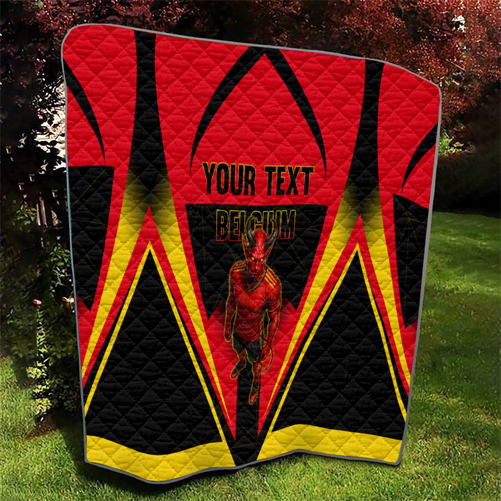 Personalized Belgium Soccer Quilt Belgian Football Pride Red Devils Mascot