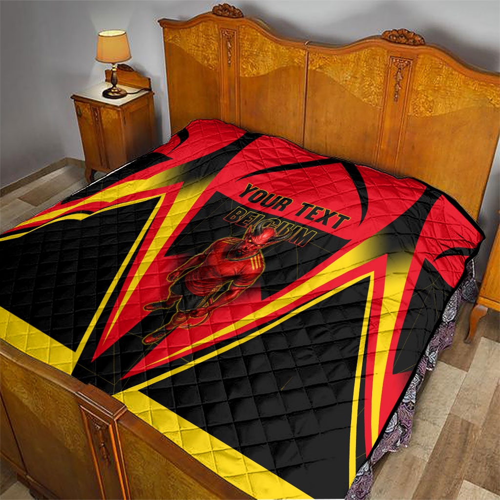 Personalized Belgium Soccer Quilt Belgian Football Pride Red Devils Mascot