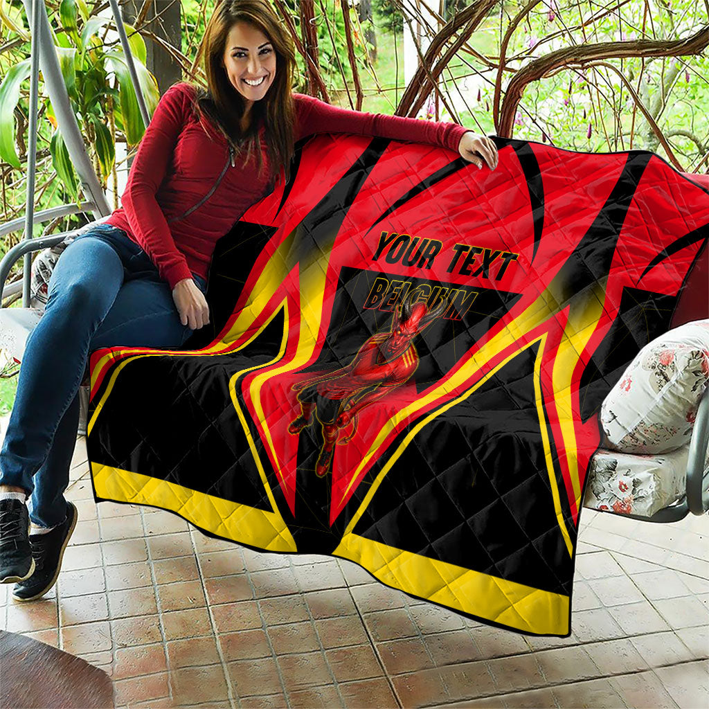 Personalized Belgium Soccer Quilt Belgian Football Pride Red Devils Mascot