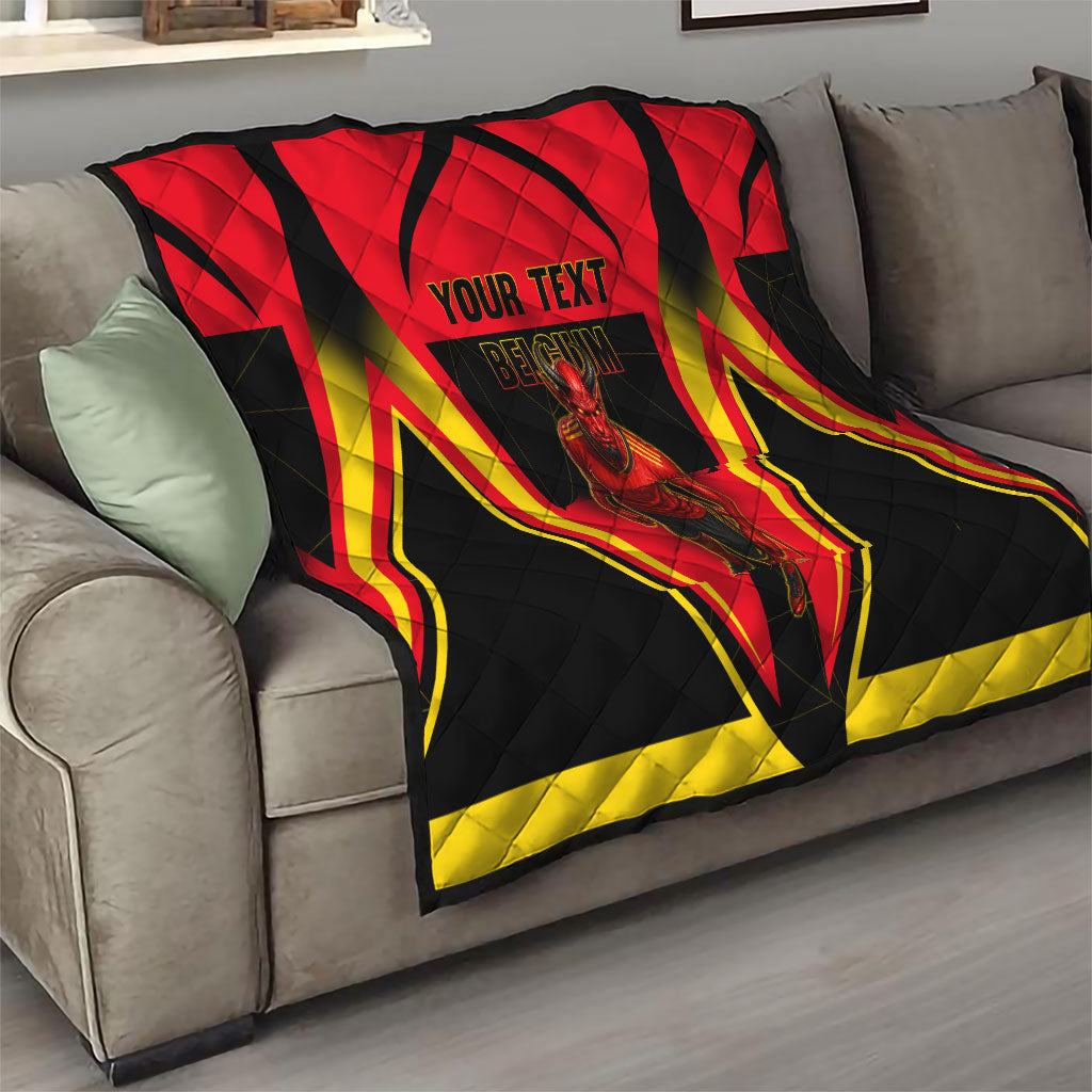 Personalized Belgium Soccer Quilt Belgian Football Pride Red Devils Mascot