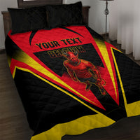 Personalized Belgium Soccer Quilt Bed Set Belgian Football Pride Red Devils Mascot