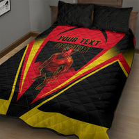Personalized Belgium Soccer Quilt Bed Set Belgian Football Pride Red Devils Mascot