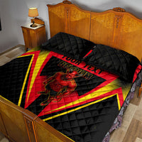 Personalized Belgium Soccer Quilt Bed Set Belgian Football Pride Red Devils Mascot