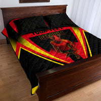 Personalized Belgium Soccer Quilt Bed Set Belgian Football Pride Red Devils Mascot