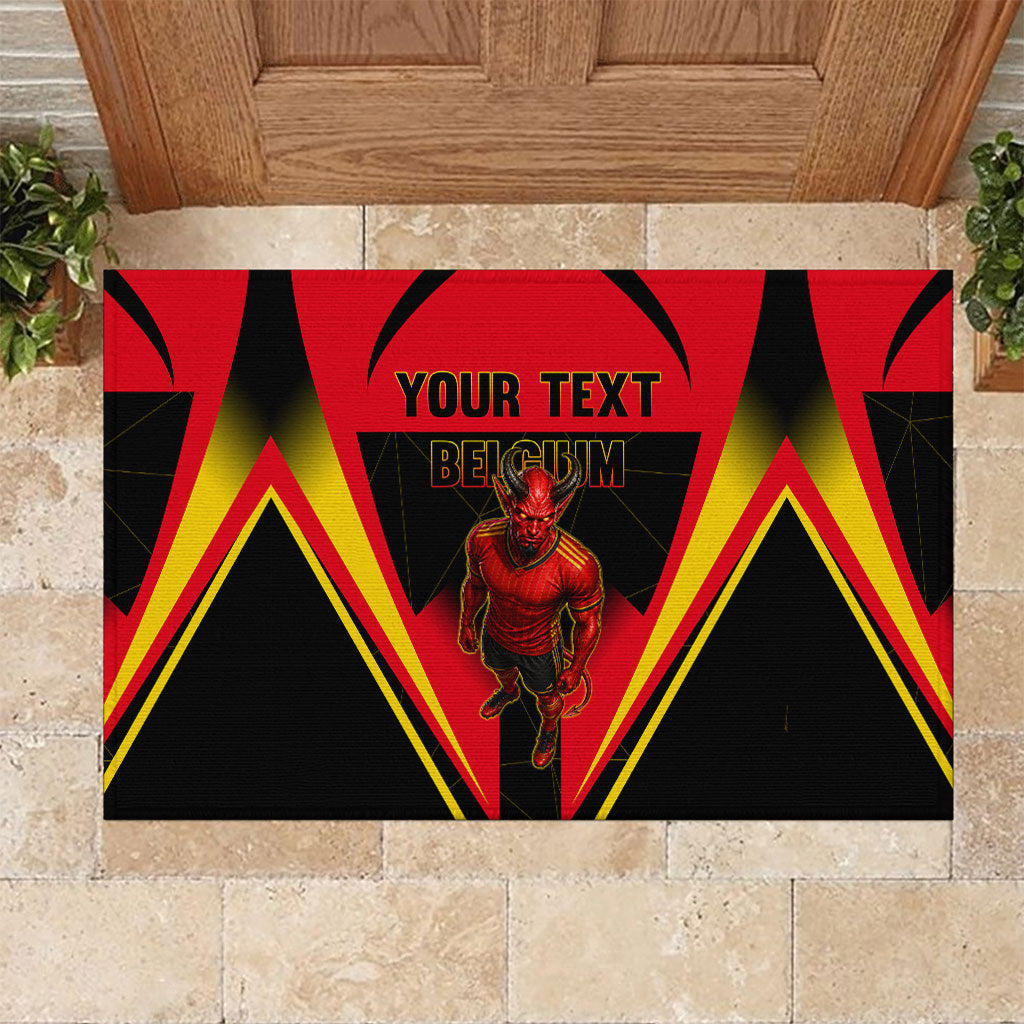 Personalized Belgium Soccer Rubber Doormat Belgian Football Pride Red Devils Mascot