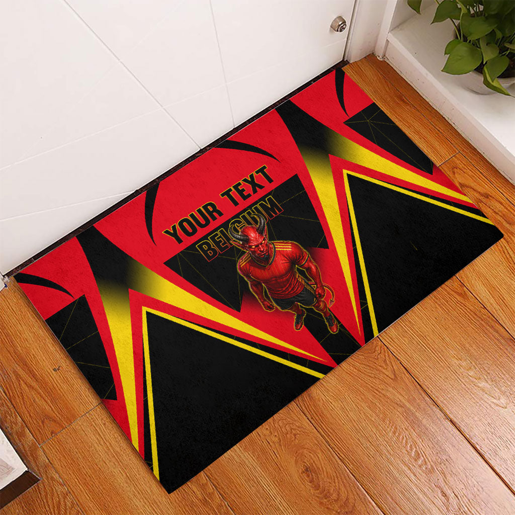 Personalized Belgium Soccer Rubber Doormat Belgian Football Pride Red Devils Mascot