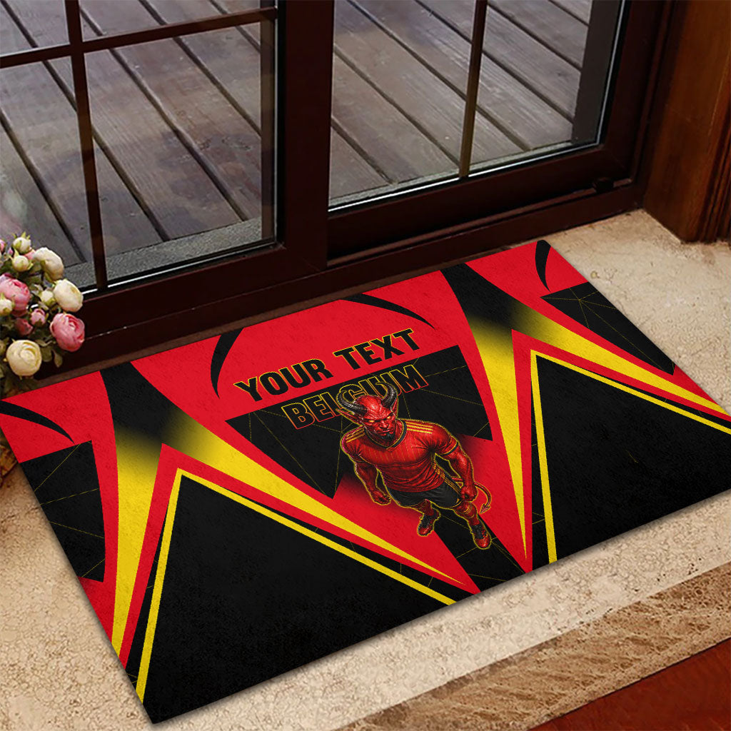 Personalized Belgium Soccer Rubber Doormat Belgian Football Pride Red Devils Mascot