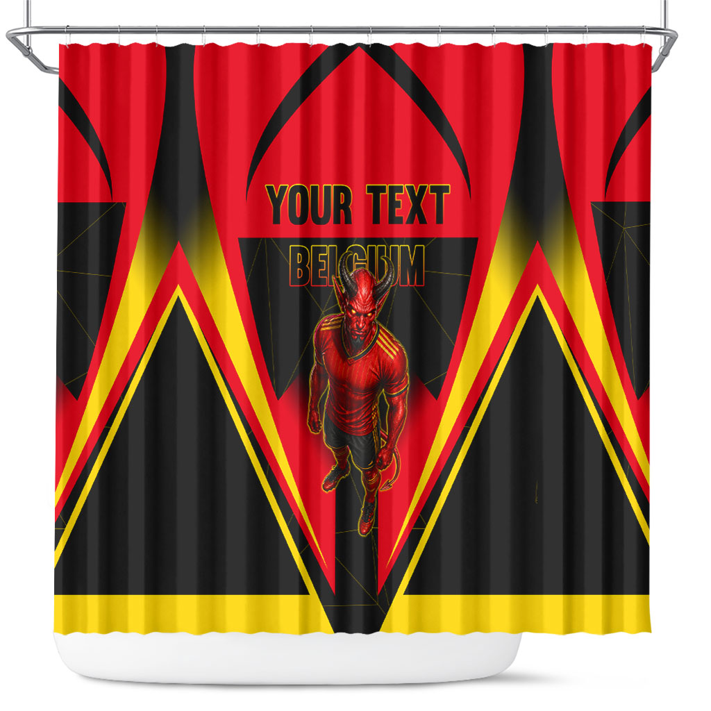 Personalized Belgium Soccer Shower Curtain Belgian Football Pride Red Devils Mascot