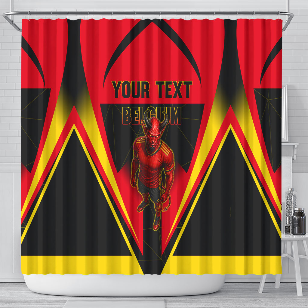 Personalized Belgium Soccer Shower Curtain Belgian Football Pride Red Devils Mascot