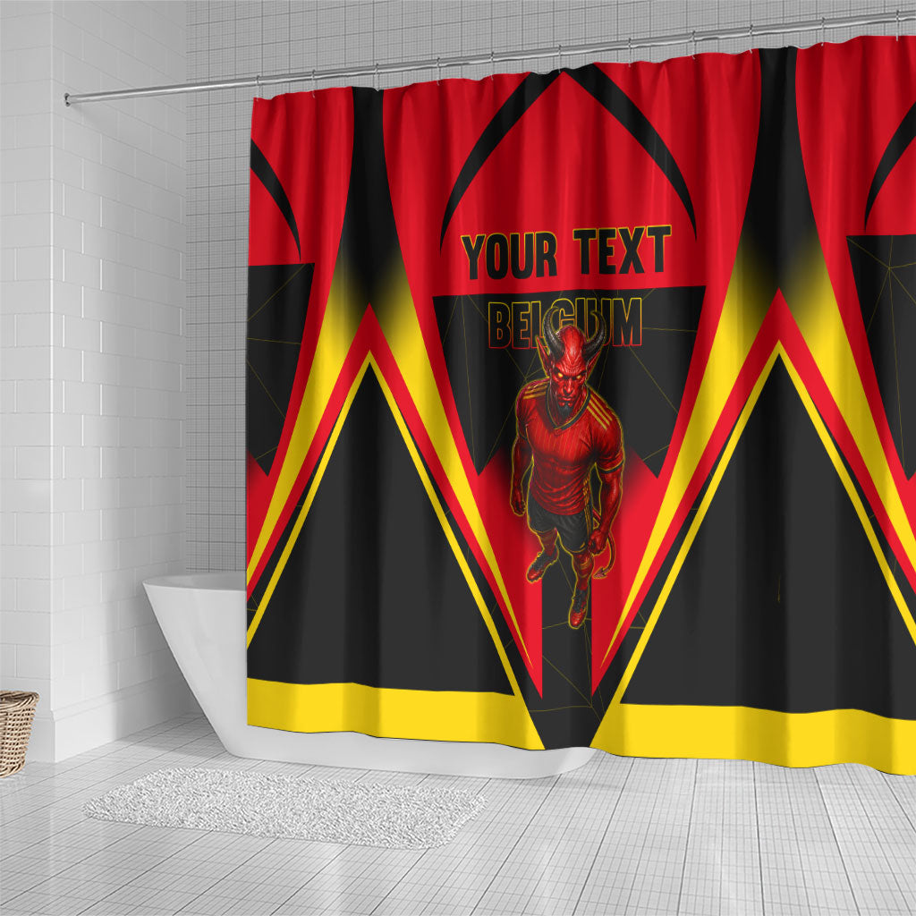 Personalized Belgium Soccer Shower Curtain Belgian Football Pride Red Devils Mascot