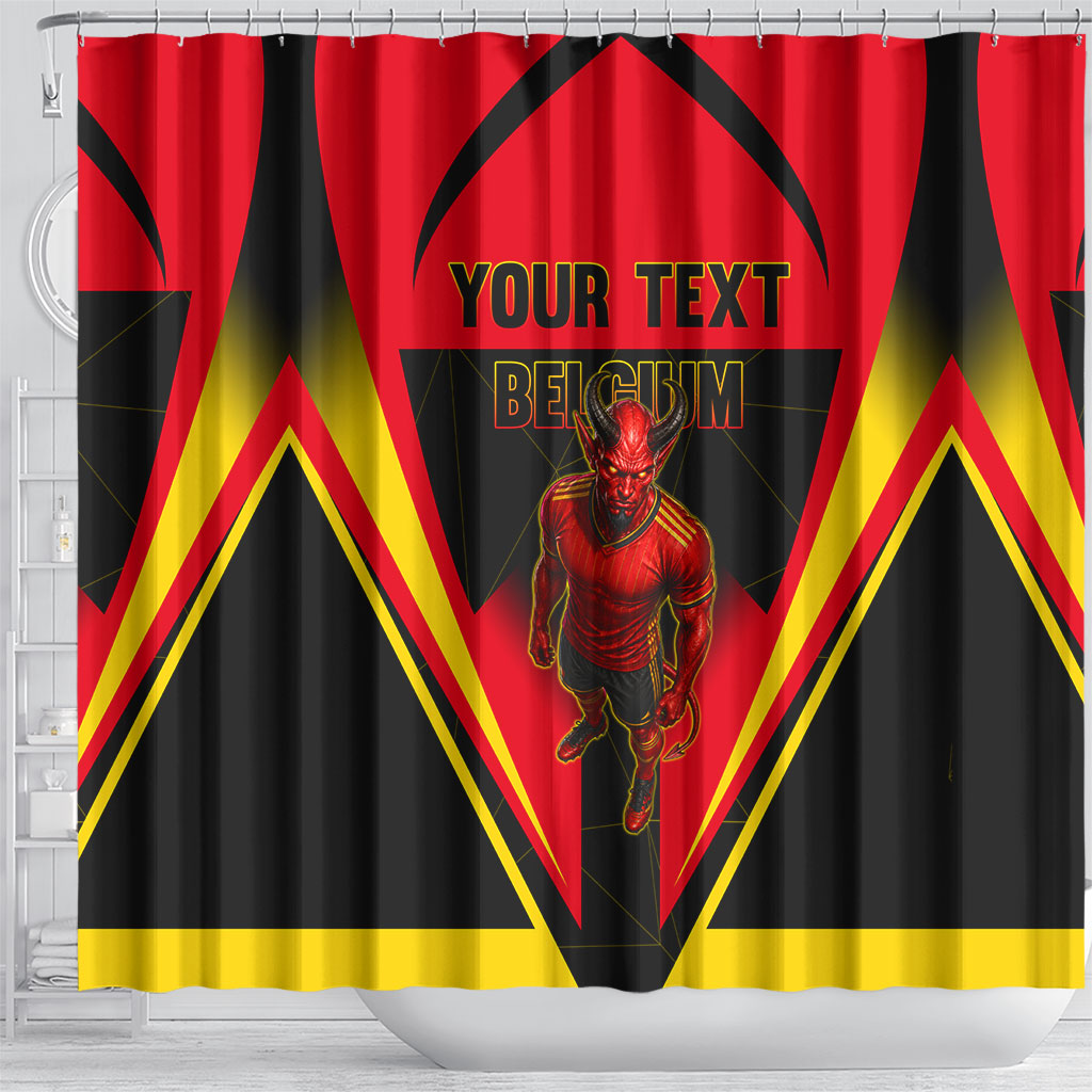 Personalized Belgium Soccer Shower Curtain Belgian Football Pride Red Devils Mascot
