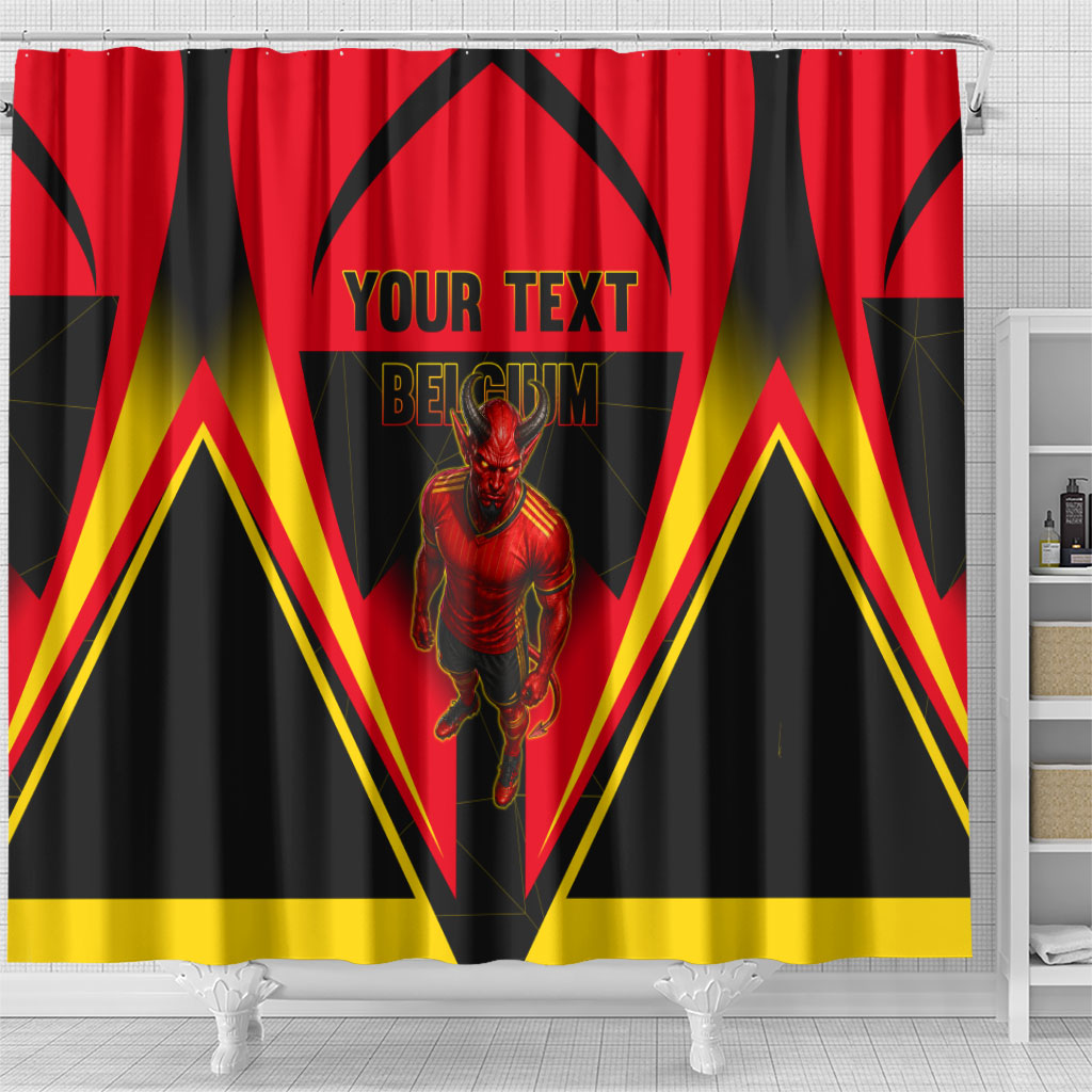Personalized Belgium Soccer Shower Curtain Belgian Football Pride Red Devils Mascot