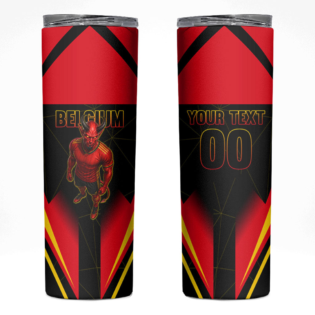 Personalized Belgium Soccer Skinny Tumbler Belgian Football Pride Red Devils Mascot