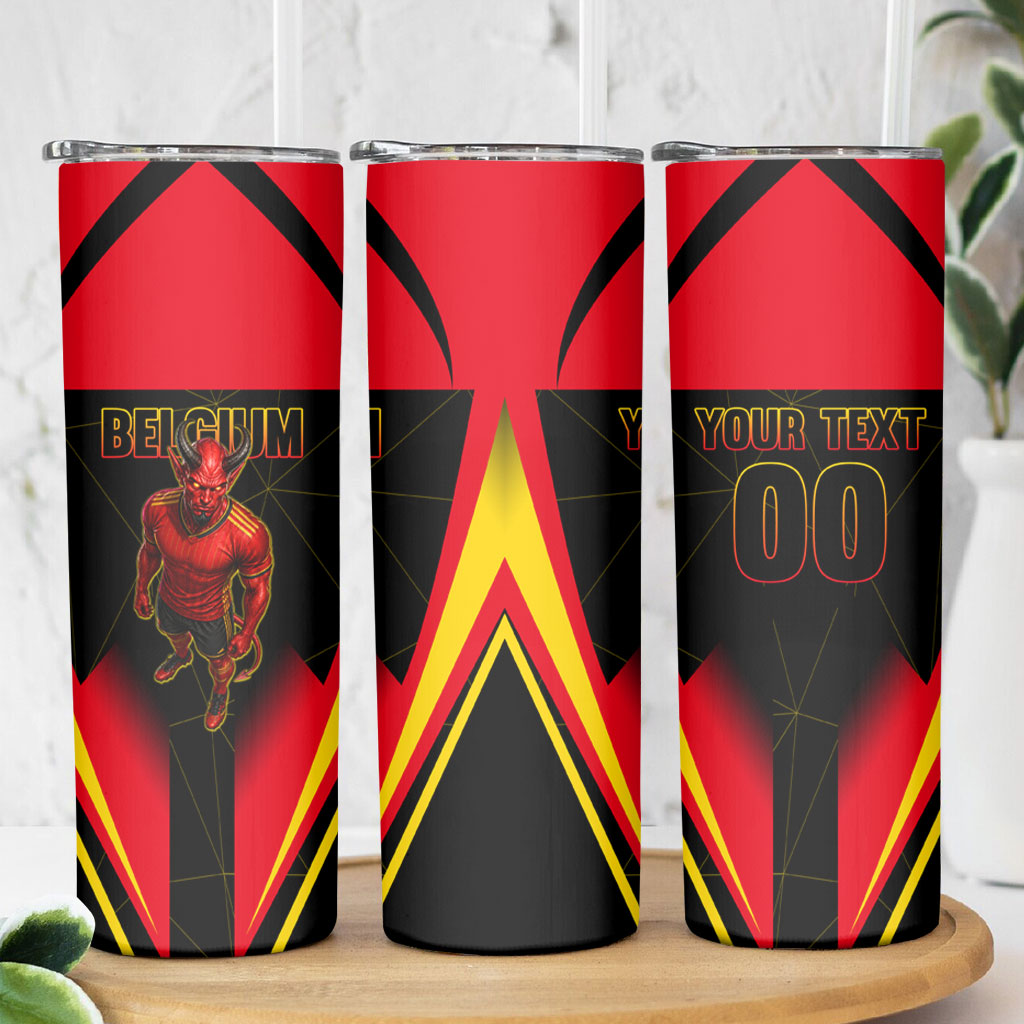 Personalized Belgium Soccer Skinny Tumbler Belgian Football Pride Red Devils Mascot
