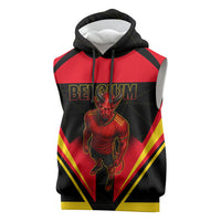 Personalized Belgium Soccer Sleeveless Hoodie Belgian Football Pride Red Devils Mascot