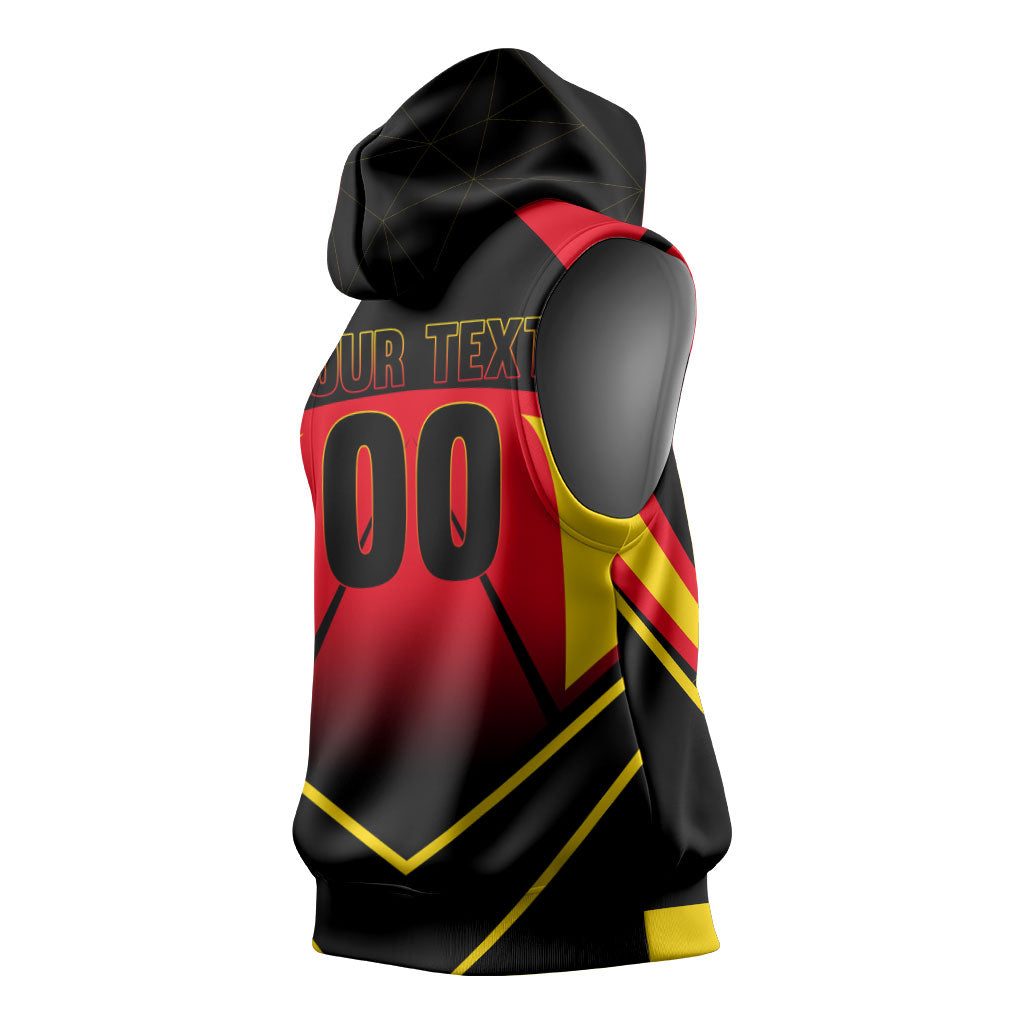 Personalized Belgium Soccer Sleeveless Hoodie Belgian Football Pride Red Devils Mascot