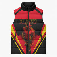 Personalized Belgium Soccer Sleeveless Puffer Jacket Belgian Football Pride Red Devils Mascot