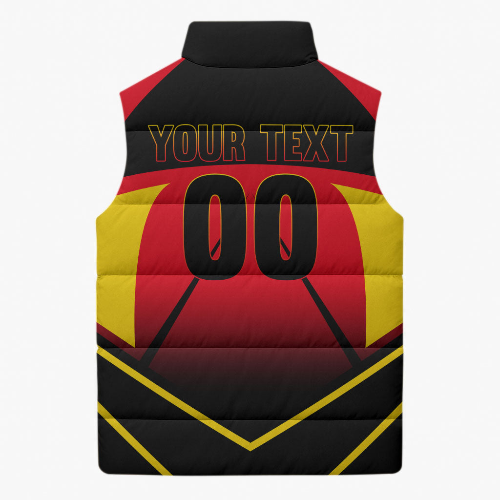 Personalized Belgium Soccer Sleeveless Puffer Jacket Belgian Football Pride Red Devils Mascot