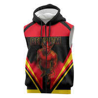 Personalized Belgium Soccer Sleeveless Zip Hoodie Belgian Football Pride Red Devils Mascot