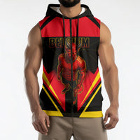 Personalized Belgium Soccer Sleeveless Zip Hoodie Belgian Football Pride Red Devils Mascot