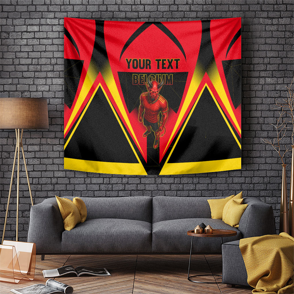 Personalized Belgium Soccer Tapestry Belgian Football Pride Red Devils Mascot