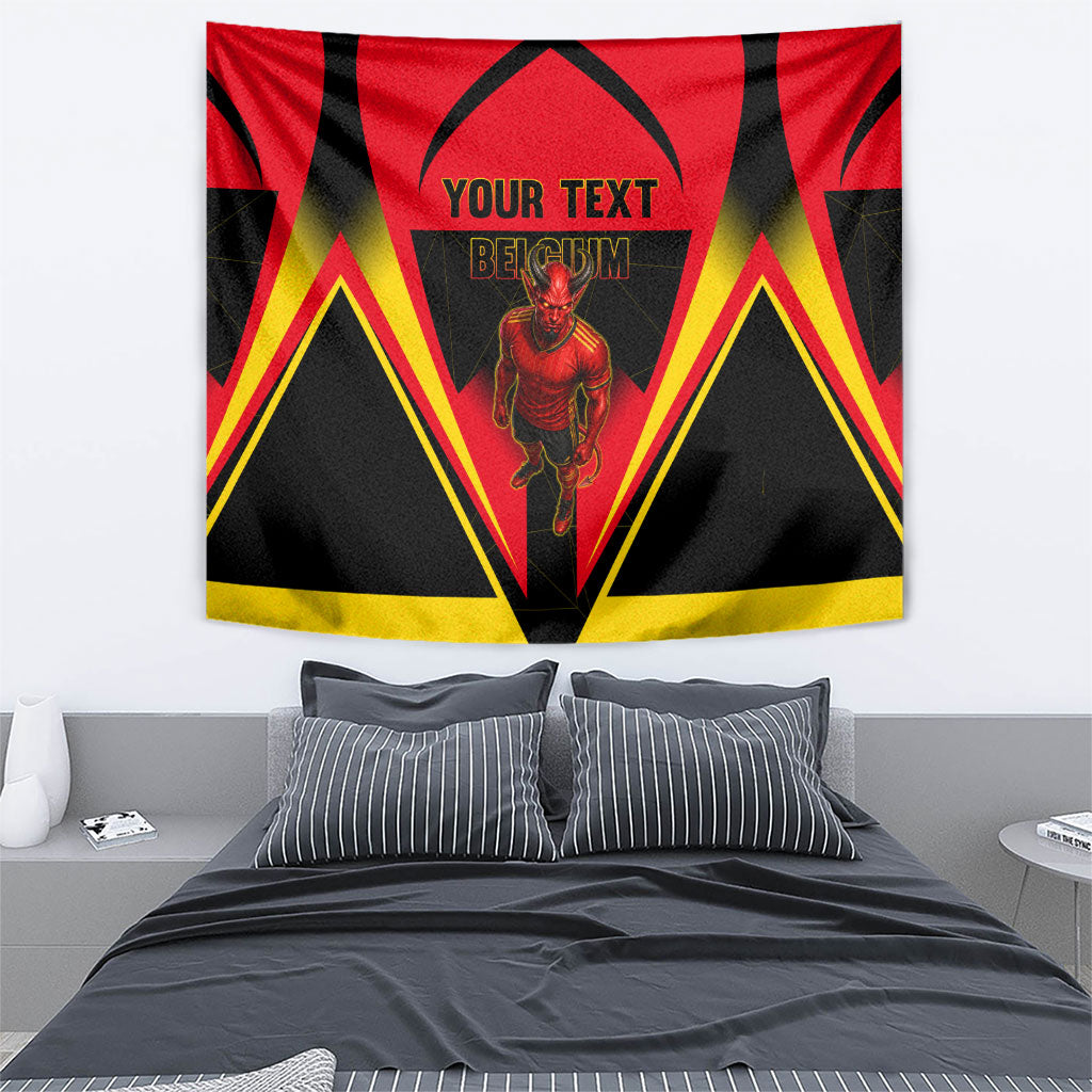Personalized Belgium Soccer Tapestry Belgian Football Pride Red Devils Mascot