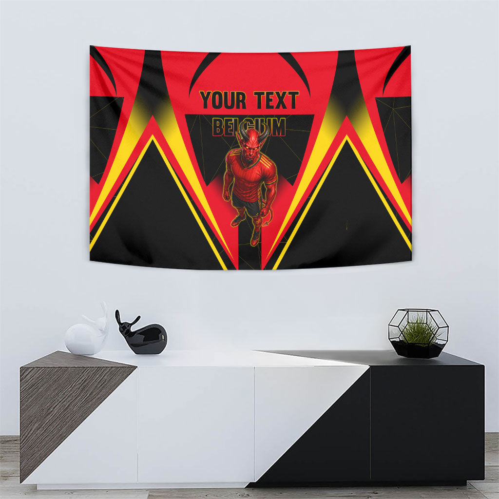 Personalized Belgium Soccer Tapestry Belgian Football Pride Red Devils Mascot