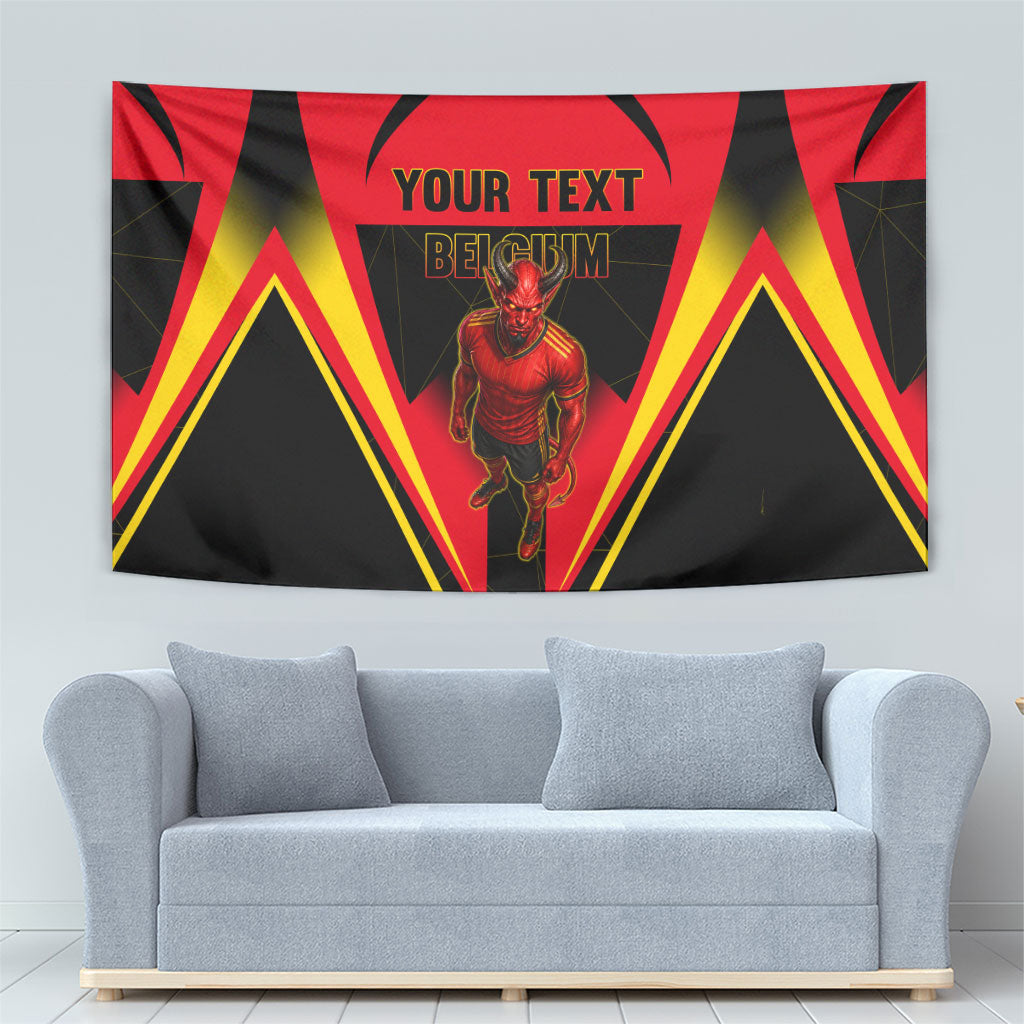 Personalized Belgium Soccer Tapestry Belgian Football Pride Red Devils Mascot
