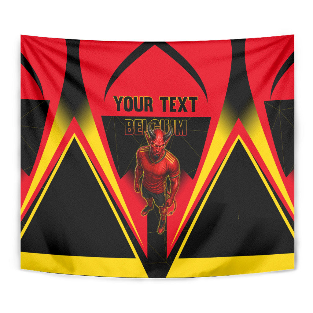 Personalized Belgium Soccer Tapestry Belgian Football Pride Red Devils Mascot