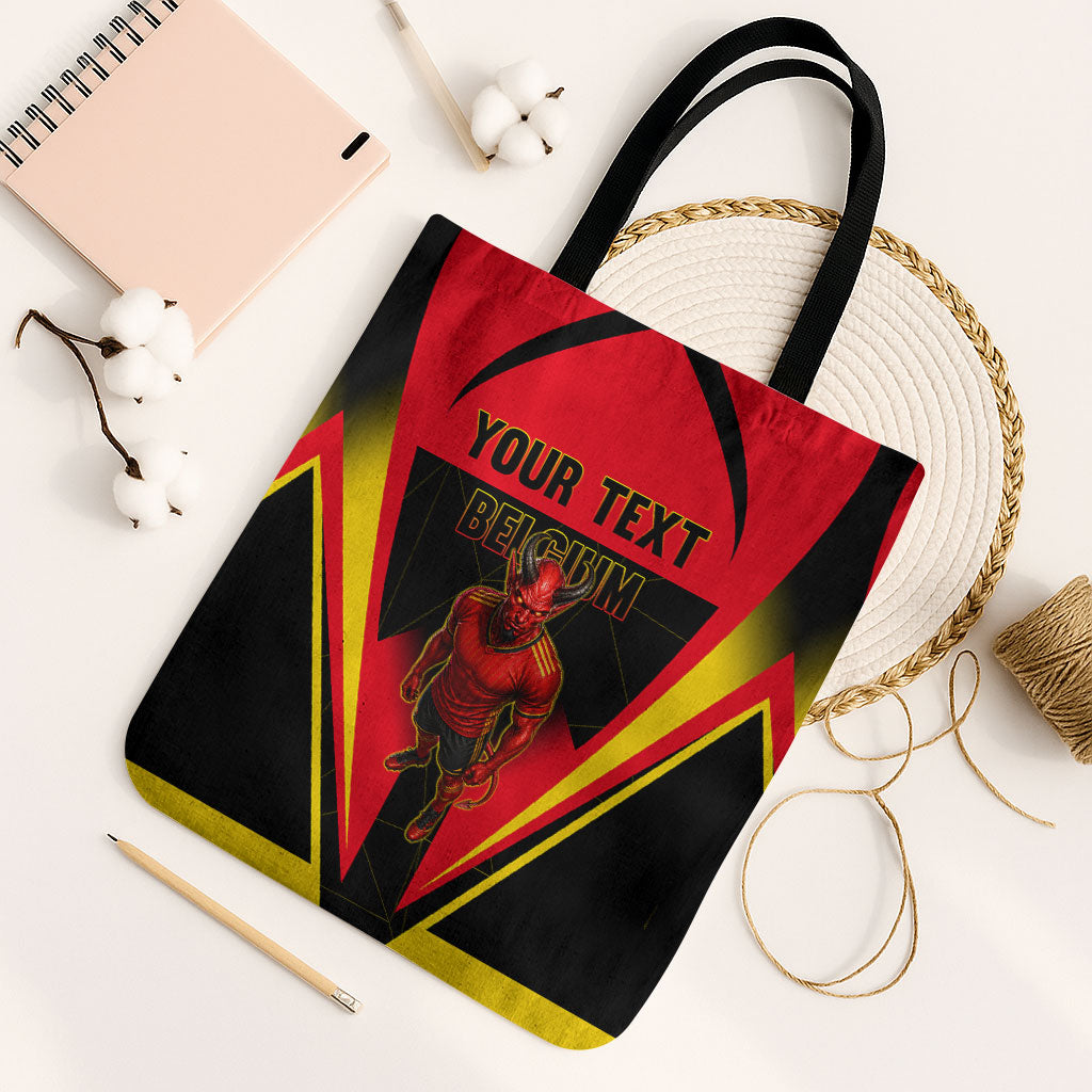 Personalized Belgium Soccer Tote Bag Belgian Football Pride Red Devils Mascot
