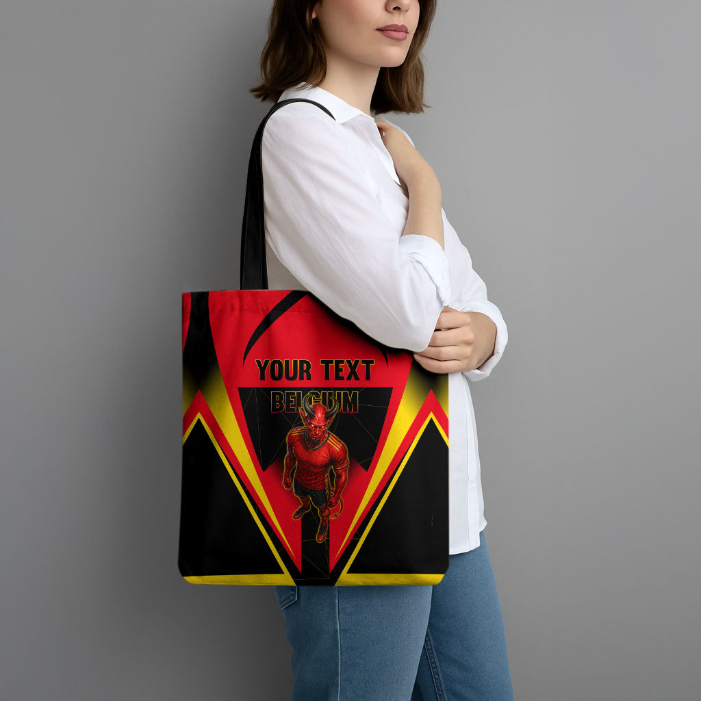 Personalized Belgium Soccer Tote Bag Belgian Football Pride Red Devils Mascot