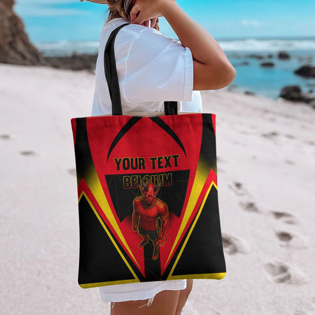 Personalized Belgium Soccer Tote Bag Belgian Football Pride Red Devils Mascot